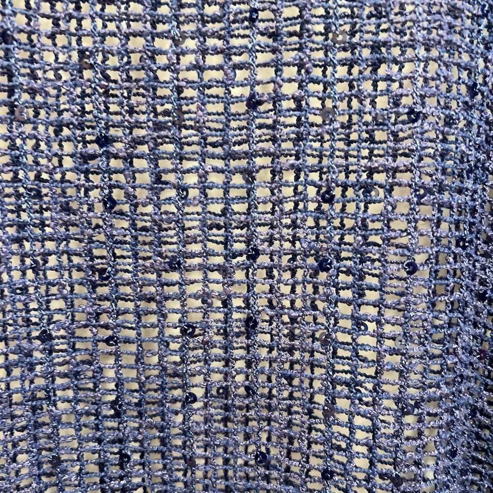 Piccadilly Blue Open Net Lace Top With Blue Sparkly Sequins 3/4 Sleeve Size M - Picture 4 of 6